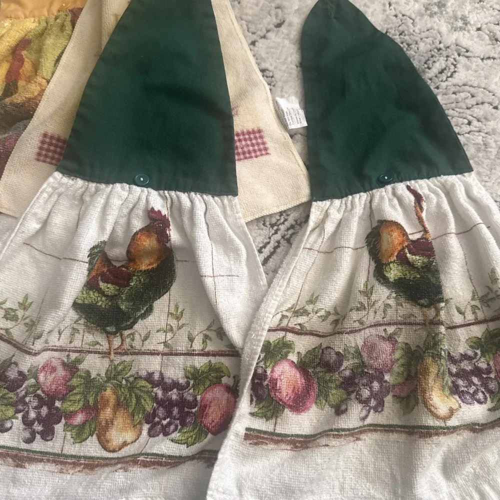 6 Piece Vintage Cotton Linen Kitchen Towels Dish Rag Chickens Used As Is